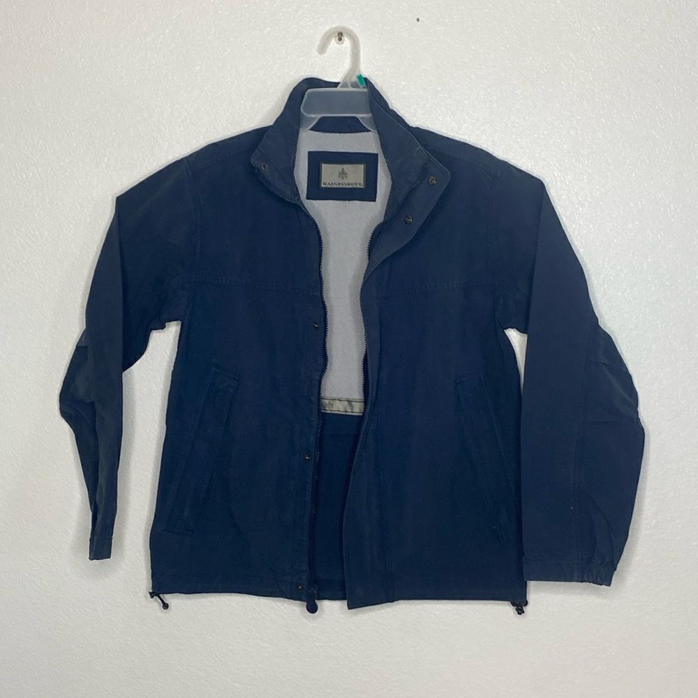 RAINFOREST Men’s Navy Cotton/Nylon Full Zip Hooded Jacket